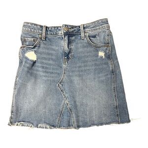 Old Navy Denim Mini Skirt Women's Size 2 Blue Jean Denim Distressed Skirt EUC
